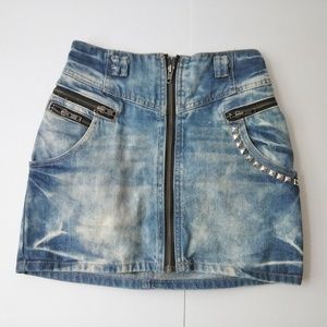 Divided By H&M Moto Distressed Denim Mini Skirt